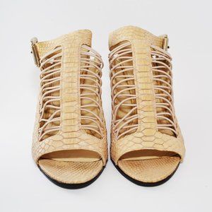 Givenchy Tan Reptile Leather Wedge Sandals 39.5/9.5